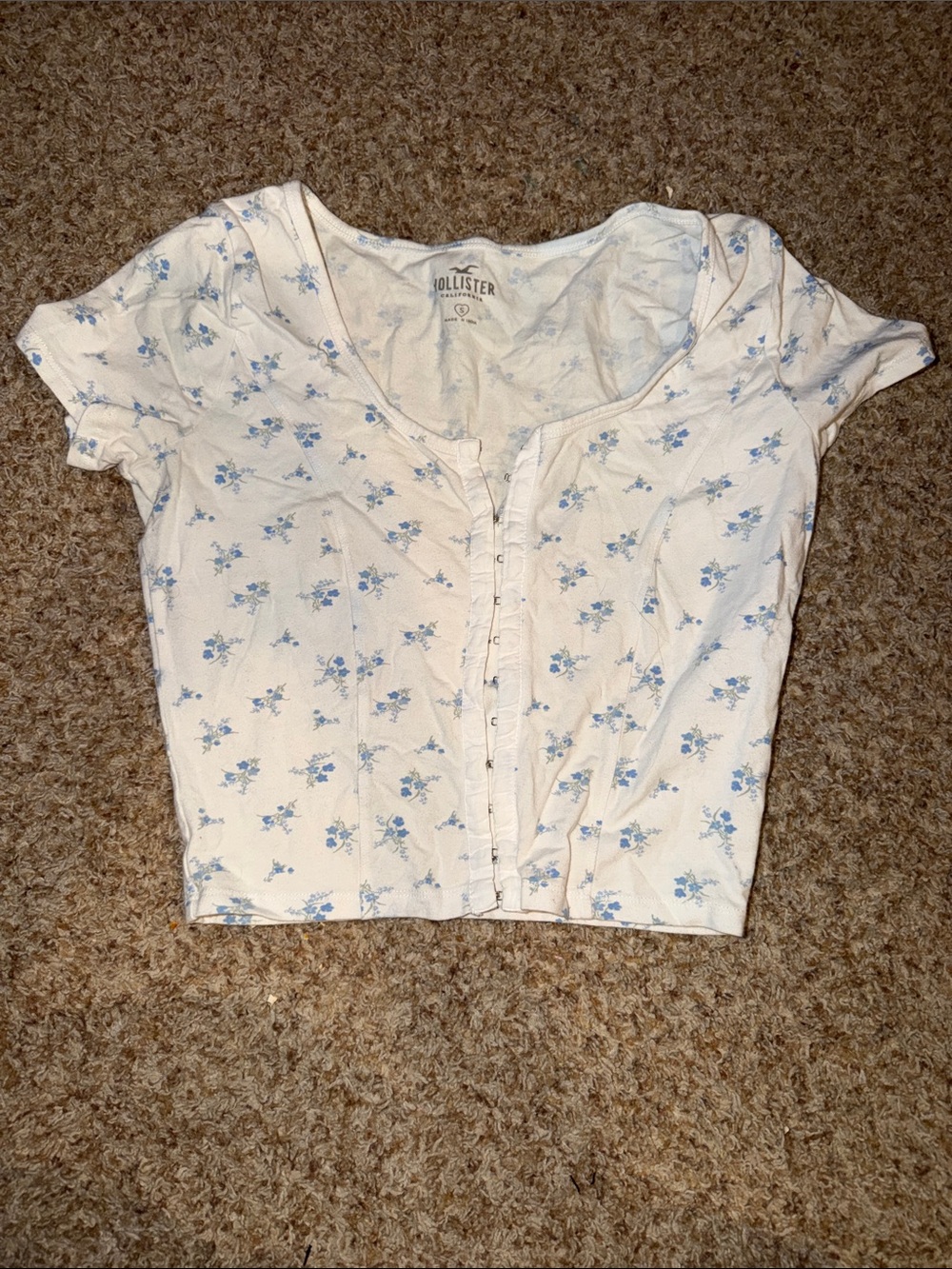 Hollister Co. Women's Blue and White Blouse size S